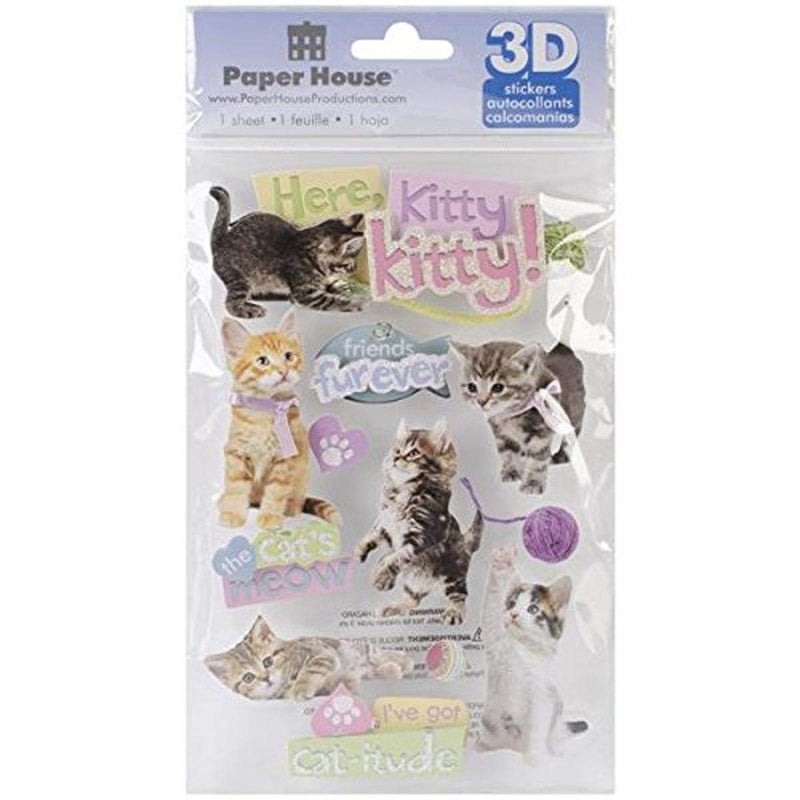 Paper House Productions STDM-147E 3D Stickers, Here Kitty Kitty